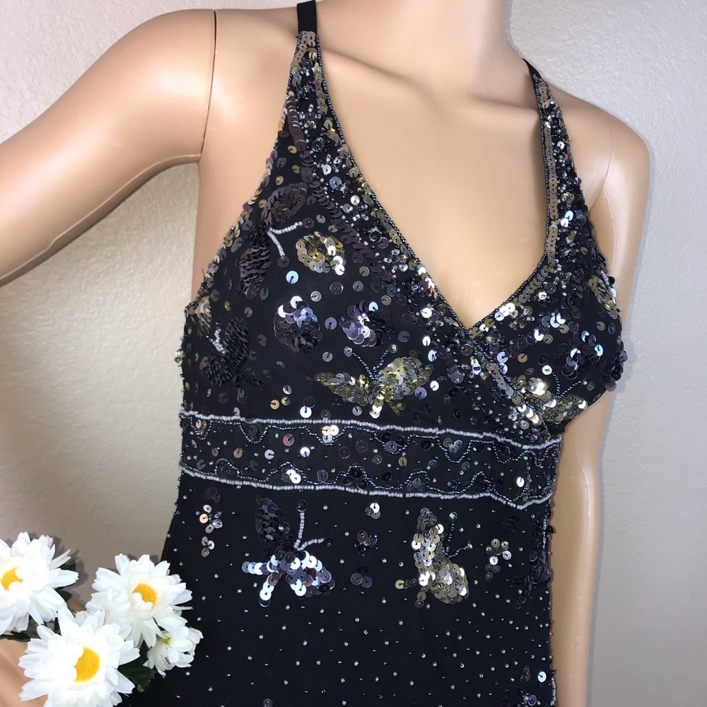 Bebe Beaded Sequin Embellished Silk Cami Tank Top - Picture 4 of 7